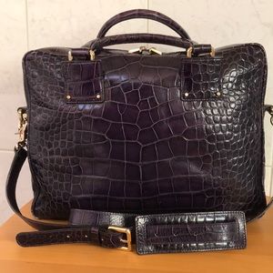 Coccinelle Italian Leather Moc Croc Laptop Bag